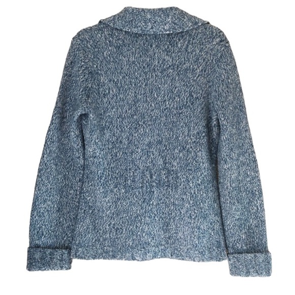 Y2K Jones New York Blue Knitted Collared Jacket With Pockets, Size Medium - Picture 4 of 16